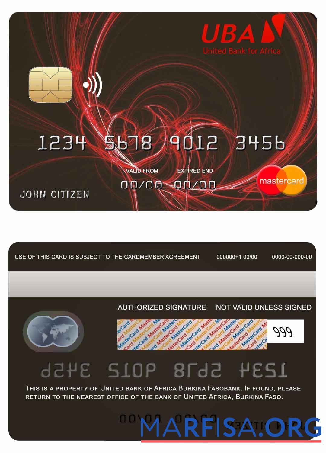 Downloadable Burkina Faso United bank Africa mastercard download for verification